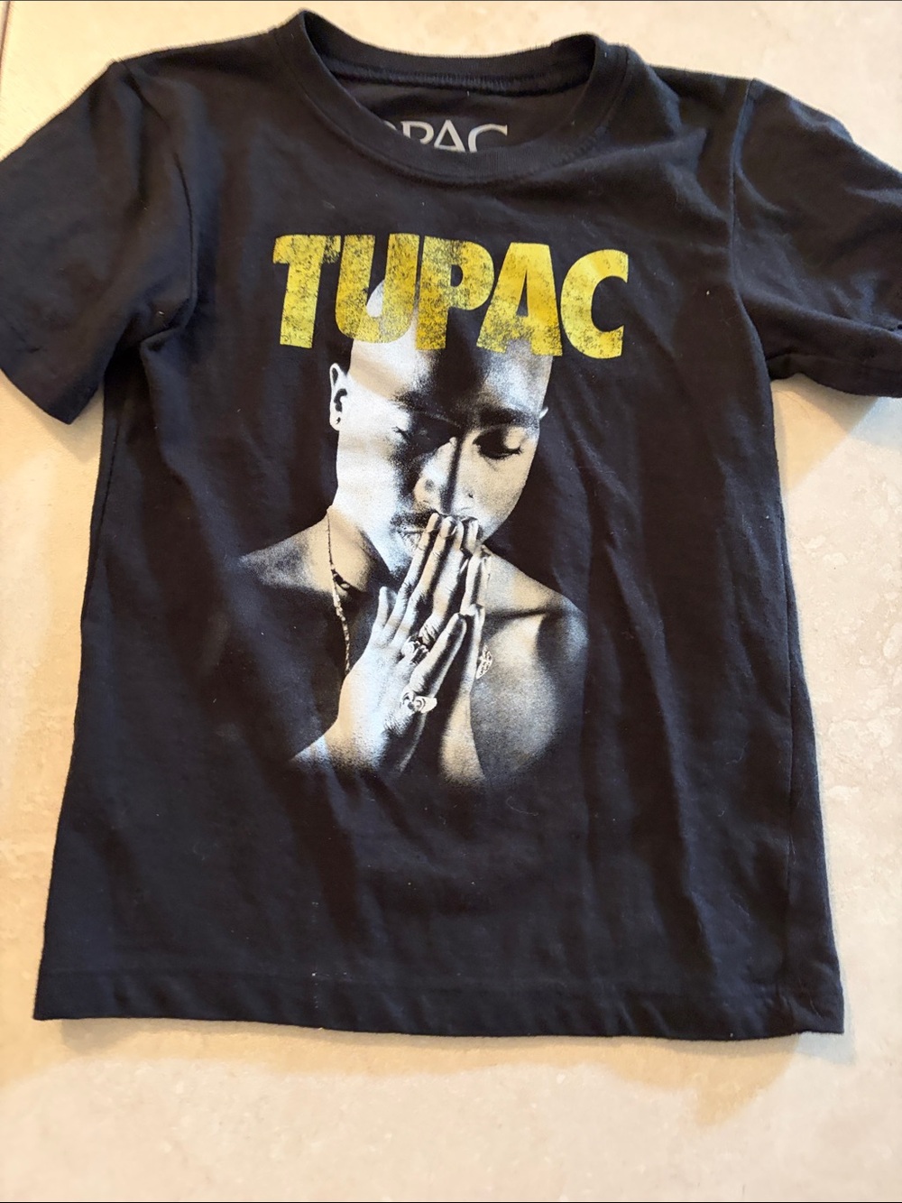 Tupac Graphic Tee in Black with Yellow Logo